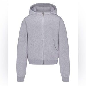 SKIMS Classic Zip-up Hoodie (heather grey)